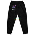Space Runner Unisex Track Pants – Zwart Waterafstotend Streetwear with colorful space-themed design.