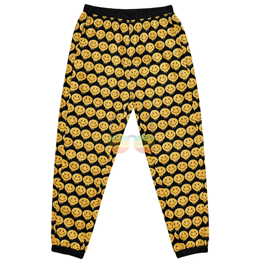 Smile For Us Unisex Track Pants – Zwart Waterafstotend Streetwear met vrolijke smiley print.